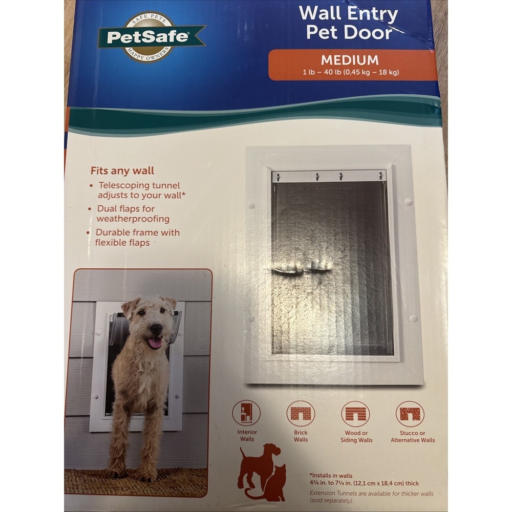PetSafe PPA00-16943 Wall Entry Pet Door Medium PetSafe Dog Up to 40 IBs UNOPENED